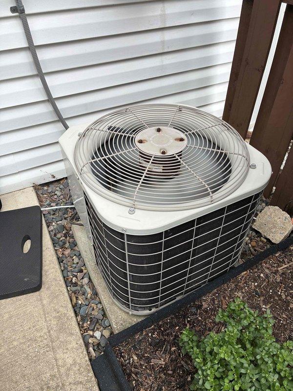 Performed routine AC tune-up on residential outdoor condenser unit. Completed comprehensive system inspection including electrical components, capacitor testing, and cleaning of unit. All components found in good working order with no issues identified; system operating within normal parameters.