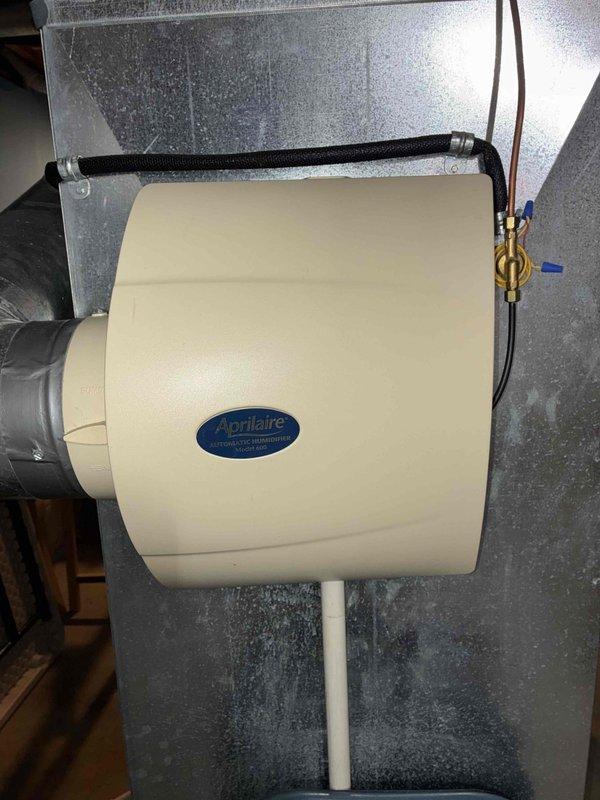 Completed MVP recurring heating maintenance visit on Lennox furnace system with Aprilaire whole-house humidifier. Performed standard preventive maintenance inspection, verified proper operation of all equipment, and documented system condition with photos showing furnace, humidifier, and associated ductwork in good working order.