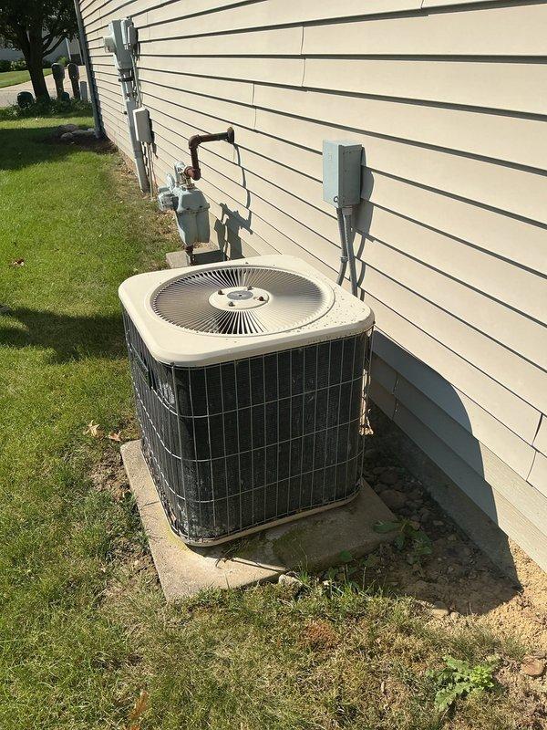 Completed MVP cooling maintenance visit on residential split system air conditioning unit. Performed comprehensive inspection of outdoor condenser unit, refrigerant line set with insulation, and electrical disconnect components. Verified proper operation of all system components, confirmed adequate clearance around outdoor unit, and documented equipment condition through detailed photography. System operating within normal parameters with no immediate service needs identified.
