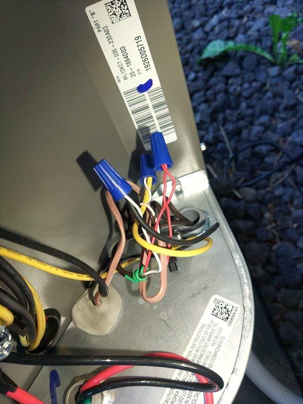 Installed shut-off switch on furnace and reconnected air conditioning unit to load shed module for generator integration. All electrical connections completed per manufacturer specifications, with proper wire terminations and secure mounting of components verified through visual inspection.