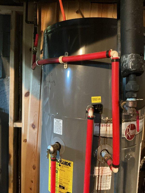 Conducted on-site evaluation for replacement of existing 50-gallon natural gas tanked water heater in basement utility area. Assessed current installation, including water supply connections with copper piping, gas line accessibility, and venting configuration. Documented existing equipment condition and surrounding mechanical systems to determine proper replacement specifications and installation requirements. Customer availability confirmed for scheduling installation work.