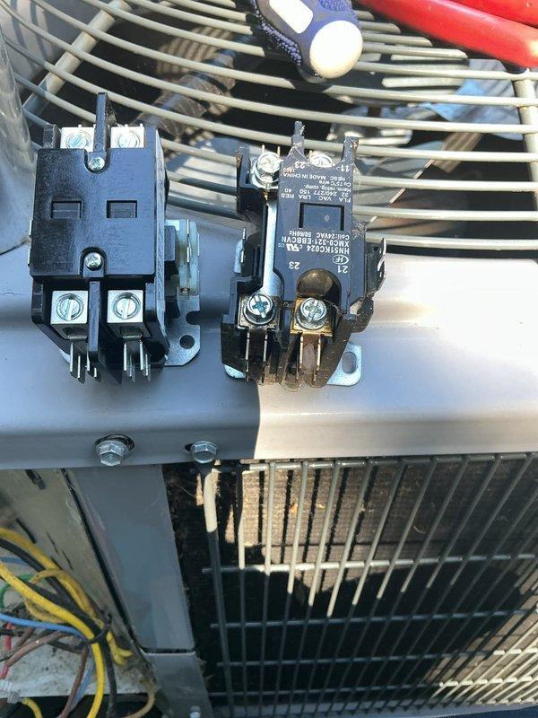 Responded to no-cool service call on 3-year-old Heil central air conditioning system. Upon arrival, confirmed outdoor condensing unit was not starting. Performed electrical diagnostics and identified failed contactor preventing compressor and condenser fan motor operation. Removed access panel, disconnected power, and replaced defective contactor with new unit. Verified all electrical connections were secure, restored power, and tested system operation. Unit started successfully with compressor and condenser fan running properly. Confirmed adequate amperage draw on both components and proper voltage at contactor terminals. System cooling normally at time of departure.