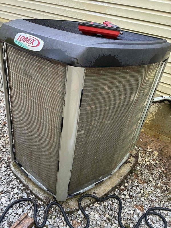 Completed scheduled MVP cooling maintenance visit on 7-year-old Lennox outdoor condenser unit. Performed comprehensive system inspection, verified refrigerant levels, cleaned condenser coils, checked electrical connections, and confirmed proper operation of all components. Unit operating within normal parameters with no issues identified.