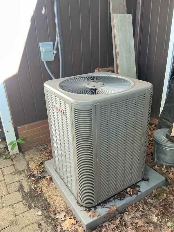 Completed scheduled MVP cooling maintenance visit on 5-year-old Lennox HVAC system. Performed comprehensive inspection of outdoor condenser unit and indoor furnace components. Cleared debris and leaf accumulation from around condenser pad, verified proper airflow through louvered panels, and inspected electrical connections at junction box. Evaluated indoor air handler with attention to PVC condensate drainage system and ductwork connections. System operating within normal parameters. Unit ready for continued service.