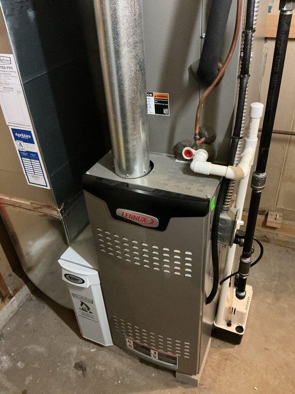 Completed BS-MVP cooling maintenance visit on 2-year-old residential Lennox system. Performed comprehensive inspection of indoor furnace/air handler unit and outdoor condensing unit, verified proper operation of all components including refrigerant lines, condensate drainage system, and electrical connections. All equipment found in good working condition; customer renewed MVP maintenance agreement.