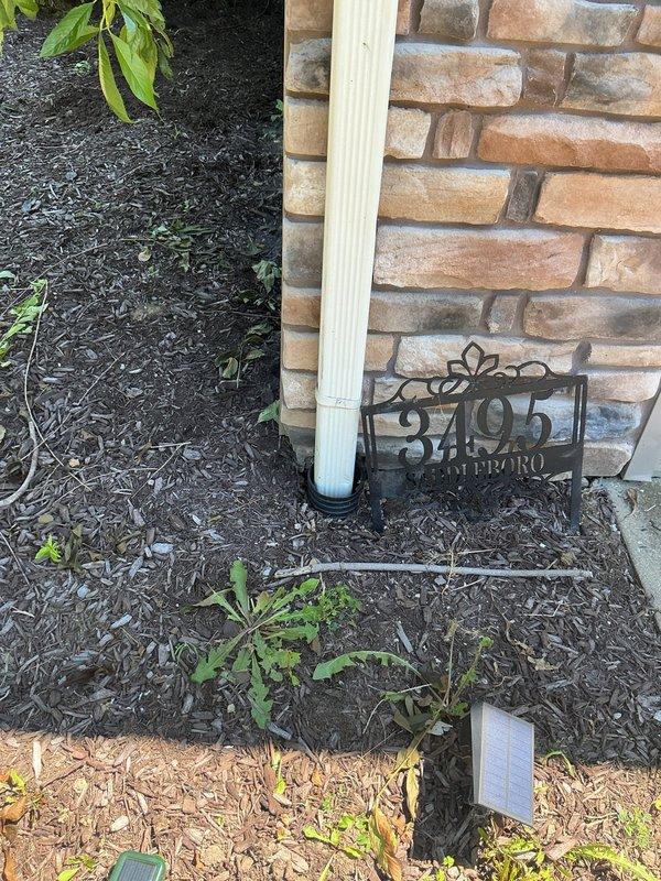Performed camera inspection of 4-inch corrugated downspout drainage line to locate blockage. Successfully identified obstruction point and assessed condition of underground drainage system from foundation to ditch connection. Provided detailed estimate for replacement of damaged section of downspout line based on camera findings and site evaluation.