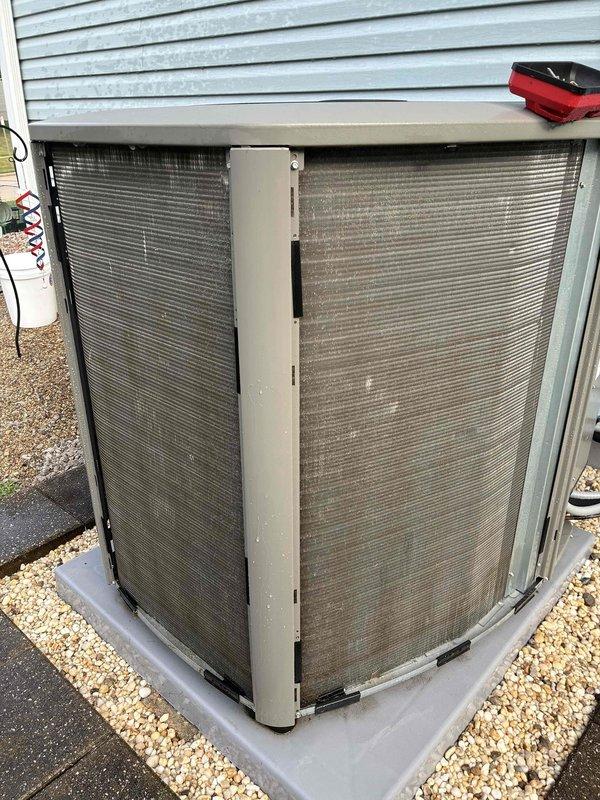 Completed MVP recurring cooling maintenance visit on residential air conditioning system. Performed comprehensive inspection of outdoor condensing unit, confirmed thermostat operation, and verified system functionality. Unit found in operational condition with proper mounting and clearance on concrete pad.