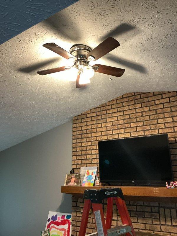 Responded to service call for non-operational ceiling fan and exhaust fan. Upon arrival, performed diagnostic testing of both fixtures and associated electrical circuits. Inspected ceiling fan unit with integrated lighting in main living area, checking power supply, wall switch controls, and internal wiring connections. Tested bathroom exhaust fan circuit and verified switch operation. Identified and resolved electrical connectivity issues preventing proper operation of both fixtures. Restored full functionality to ceiling fan, including blade rotation and integrated light kit. Repaired exhaust fan to ensure proper ventilation operation. Verified all switches, circuits, and fixtures operating correctly before completing service.