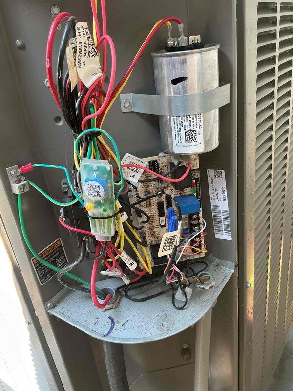 Completed routine MVP cooling maintenance visit on 2-year-old heat pump system. Performed comprehensive inspection of outdoor unit including electrical components, capacitor, contactor, and all wire connections. All electrical terminals found secure with proper voltage readings. Capacitor tested within manufacturer specifications. Verified proper operation of compressor and condenser fan motor. System operating efficiently with no deficiencies noted. Customer electing to renew MVP maintenance agreement.