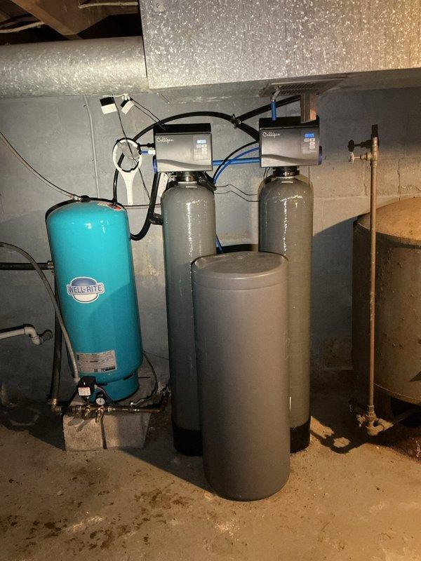 Responded to service call for water softener consuming excessive salt while in bypass mode. Upon inspection, diagnosed and addressed malfunction in the Culligan water softening system control valve that was allowing water flow despite bypass setting. Verified proper operation of pressure tank, filtration equipment, and all associated plumbing connections to ensure system functionality was restored and salt consumption returned to normal parameters.