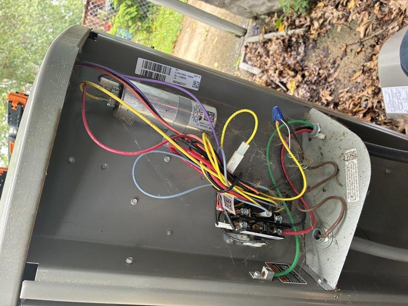 Completed MVP recurring cooling maintenance visit on residential HVAC system. Performed comprehensive inspection of outdoor condensing unit, examining electrical connections, capacitor condition, and contactor operation within the control panel. Verified proper wire terminations and component functionality. Inspected indoor air handler and furnace assembly, checking ductwork connections, plenum integrity, and auxiliary equipment including humidification system. Documented equipment conditions through photographic records. All components operating within normal parameters with no immediate service needs identified.