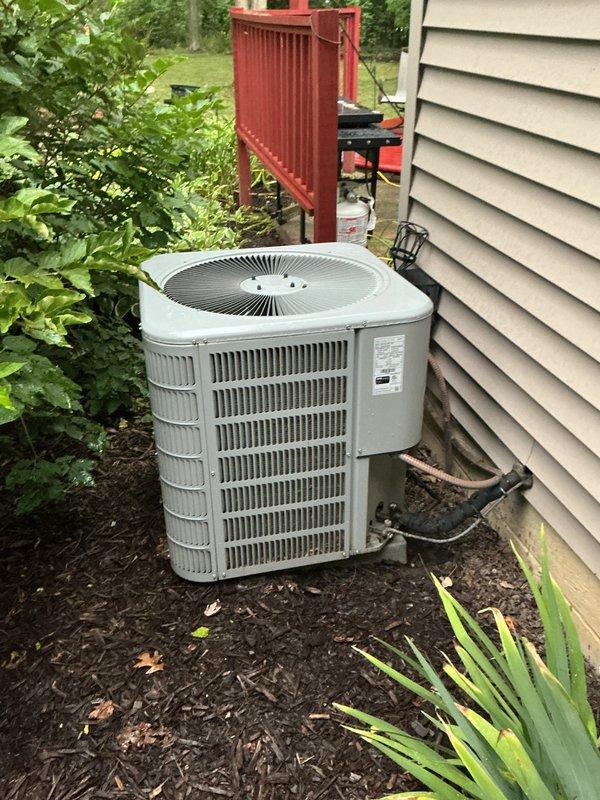 Completed MVP cooling maintenance visit on 7-year-old system. Inspected outdoor condenser unit, confirmed proper operation with adequate clearance and no visible damage or refrigerant line issues. Checked indoor furnace connections and ductwork, verified all components operating within normal parameters for seasonal cooling readiness.
