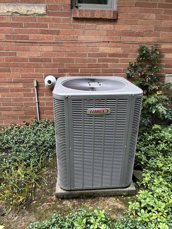 Completed scheduled BS-MVP cooling maintenance visit on a 5-year-old Lennox system. Performed comprehensive inspection of indoor furnace unit in basement mechanical room and outdoor condenser unit, verified all components operating within normal parameters, checked refrigerant levels, inspected electrical connections, and confirmed proper airflow through both units. System found to be in good working condition with no issues requiring immediate attention.
