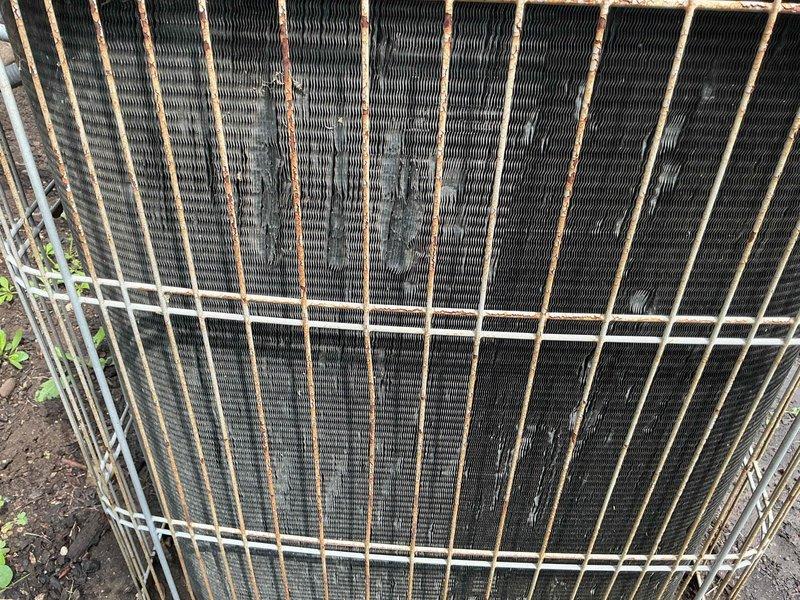Responded to no cooling complaint on 8-year-old Armstrong air conditioning system. Upon inspection, found condenser coil heavily contaminated with dirt, dust, and debris accumulation restricting airflow. Cleaned condenser coil thoroughly to restore proper heat transfer and system efficiency. Unit now operating with adequate cooling capacity.