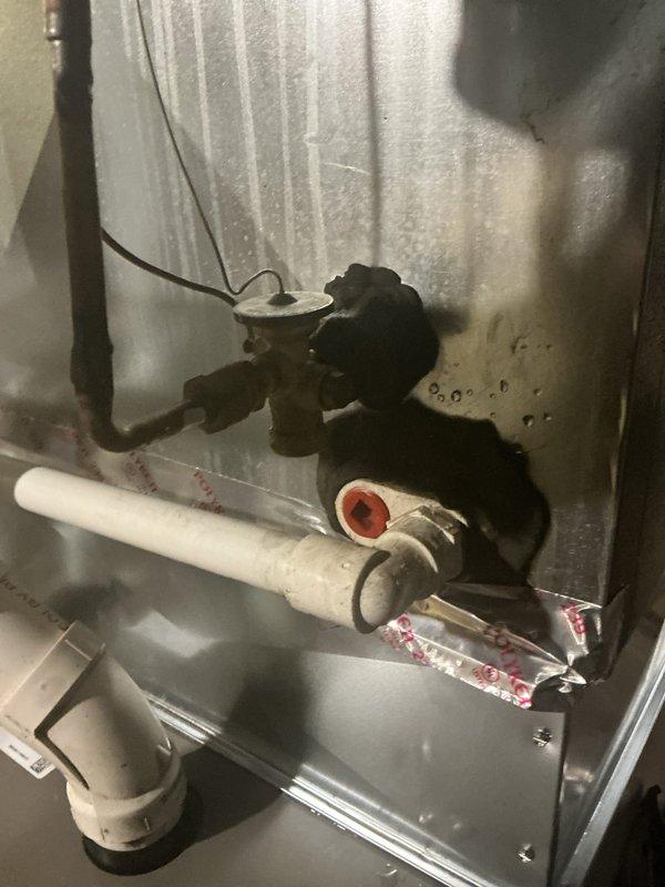 Completed preventive maintenance on 7-year-old outdoor air conditioning unit. Inspected electrical disconnect, condensate drainage system, and internal components; verified proper operation of condensate drain valve and drainage pan. Unit operating within normal parameters with no issues identified.