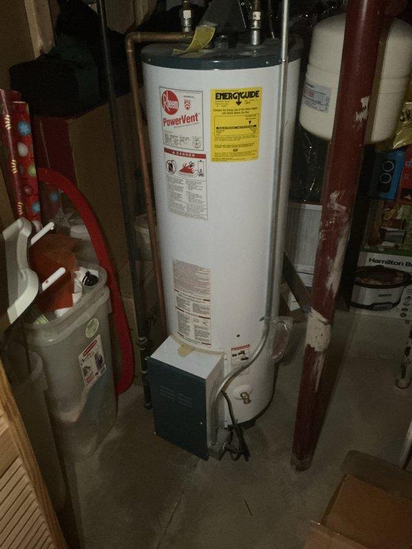 Responded to water leak in basement originating from Rheem PowerVent tanked water heater. Upon inspection, identified active leak requiring immediate attention to prevent further water damage to basement area. Performed diagnostic assessment of water heater connections, copper piping, and associated fittings to determine source of leak and completed necessary repairs to resolve the issue.