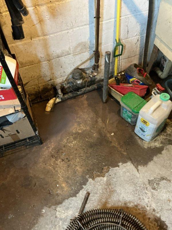Responded to callback for recurring basement drain backup issue. Performed main drain cleanout service to address drainage system obstruction. Cleared blockage from main sewer line and restored proper flow to prevent further backup in basement area.