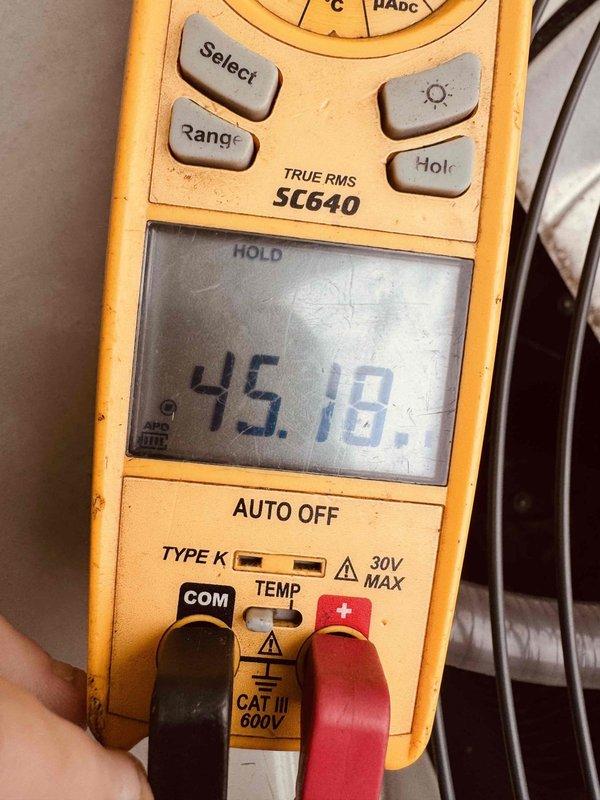 Completed annual cooling system tune-up on Trane unit model TUH2B060A9V3VBA. Performed standard maintenance procedures, recorded temperature differential of 45.18°F across the system, and verified all operational parameters were within manufacturer specifications.