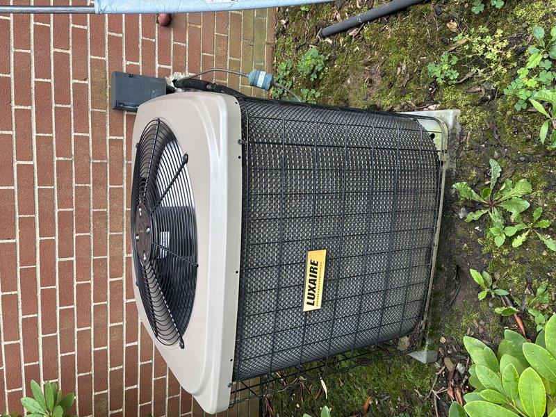 Completed scheduled MVP cooling maintenance visit on 10-year-old Luxaire outdoor condensing unit. Performed comprehensive system inspection including visual examination of cabinet condition, electrical connections, and terminal block wiring. Verified proper wire terminations at connection points with all conductors securely fastened. Inspected unit placement on concrete pad and surrounding clearances from adjacent brick paver patio and landscaping. All electrical connections showed normal wear consistent with unit age. System operational and ready for cooling season.