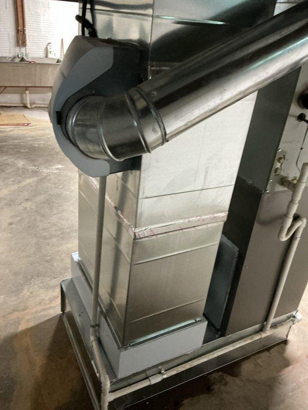 Elevated Lennox furnace unit onto platform base and upgraded return air drop to 14" x 25" dimensions to improve airflow capacity. Verified and adjusted blower motor speed settings to manufacturer specifications after concerns were raised regarding previous configuration. Secured all ductwork connections and PVC venting with proper strapping and support. System tested and confirmed operational with appropriate airflow parameters.