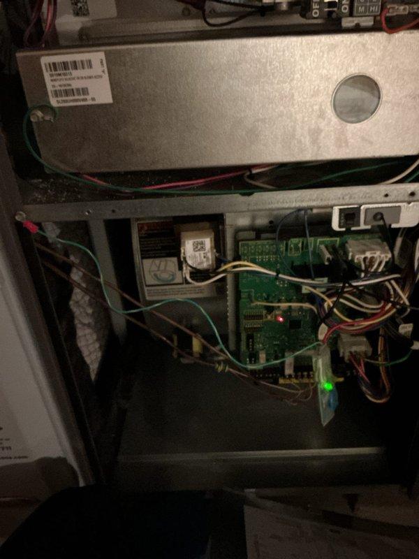 Return service call completed to install VZ Pro surge protector on HVAC system. Accessed control panel compartment and integrated surge protection device with existing circuit boards and wiring harness. All connections verified and system tested for proper operation upon completion.