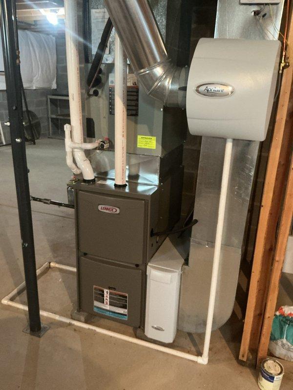 Completed routine maintenance visit on 14-year-old residential cooling system consisting of Trane outdoor condensing unit and Lennox furnace with integrated air handler. Performed standard preventive maintenance procedures including inspection of condenser coils, verification of refrigerant levels, electrical connection checks, and filter assessment. Unit operating within normal parameters with no immediate repairs required at time of service.