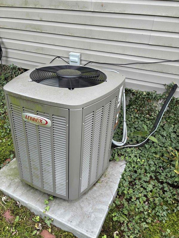 Completed MVP recurring cooling system maintenance visit on Lennox HVAC system. Performed comprehensive inspection of indoor furnace unit and outdoor condenser, verified proper operation of all components, checked refrigerant levels, inspected electrical connections and conduit, and documented system condition with photographs. All equipment found operating within normal parameters with no immediate service needs identified.