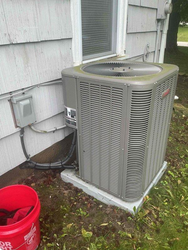 Completed MVP cooling maintenance visit on residential HVAC system. Performed routine inspection and maintenance on outdoor condenser unit, verified proper operation of both systems, and documented equipment condition with photos. Unit operating within normal parameters following scheduled maintenance protocol.