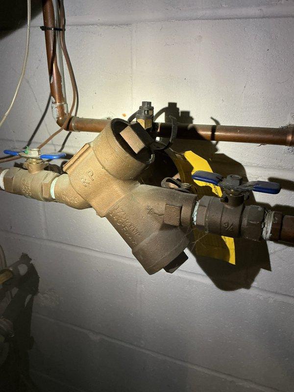 Completed annual backflow prevention assembly test on Febco 825 series double check valve assembly. Inspected all components including test cocks, shut-off valves, and check valves to ensure proper operation and compliance with local water authority regulations. All test results indicated the backflow preventer is functioning within acceptable parameters and providing adequate protection against water contamination.