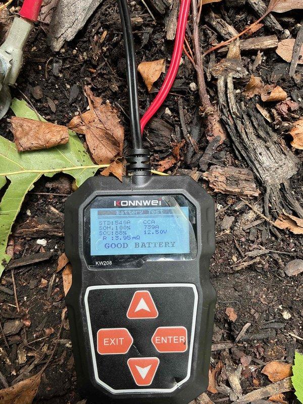 Responded to service call for 2-year-old Generac generator displaying solid red indicator light. Diagnosed faulty RPM sensor as root cause of warning condition. Performed battery system testing using diagnostic equipment to verify electrical system integrity, confirming battery voltage at 12.50V with 503 CCA and good overall battery health. Replaced defective RPM sensor and restored generator to proper operating condition. Unit tested successfully with all indicator lights functioning normally.