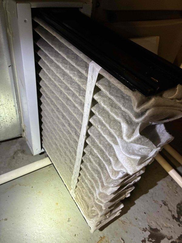 Completed routine maintenance on a one-year-old Lennox AC system. Performed comprehensive tune-up including inspection of all major components, replaced heavily soiled air filter that showed significant dust and debris accumulation, checked refrigerant levels, verified proper airflow through ductwork, and confirmed system operation. Unit is functioning within normal parameters and ready for cooling season.