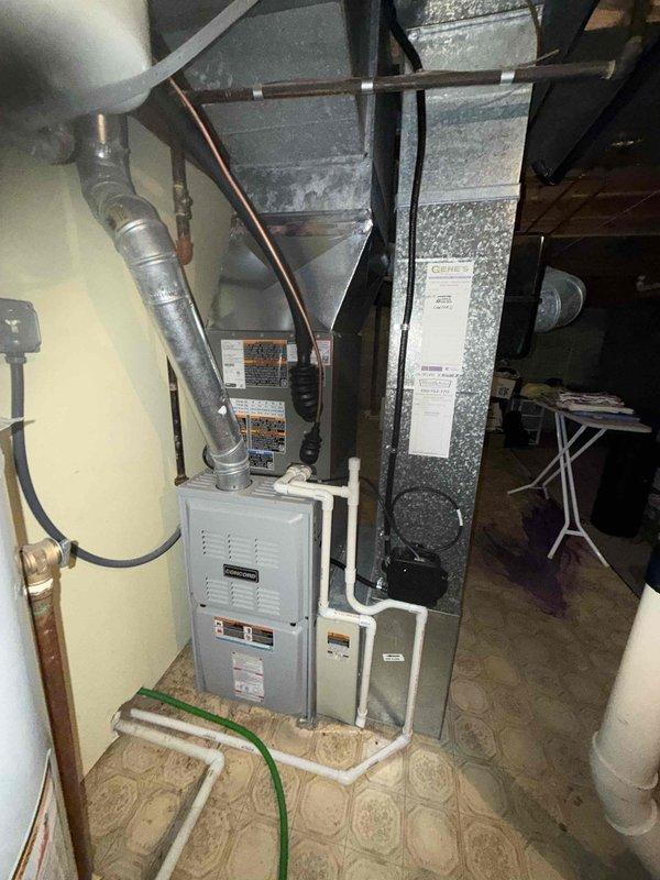 Completed comprehensive annual maintenance and tune-up on one-year-old air conditioning system. Performed standard preventive maintenance procedures including inspection of air handler unit, verification of proper airflow through ductwork, examination of refrigerant lines, and testing of electrical components and controls. System operating within normal parameters with no deficiencies noted; unit confirmed in excellent working condition.