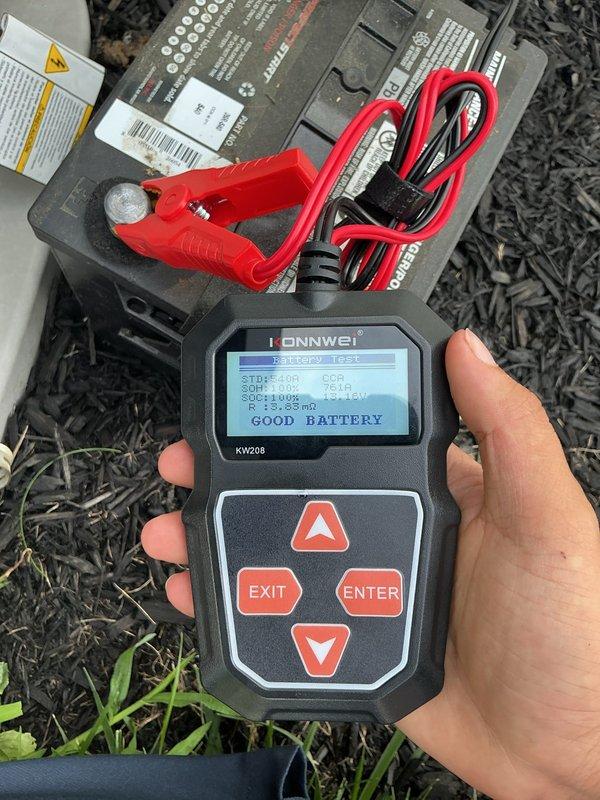 Responded to service call for Generac generator that failed to automatically start during power outage. Upon arrival, performed diagnostic testing of the battery system using electronic battery tester, which confirmed battery voltage at 12.8V with 100% state of charge and acceptable internal resistance of 12mΩ. Inspected generator control panel and transfer switch assembly, identifying indicator light showing half green/half orange status. Reset tripped circuit breaker as instructed by customer prior to arrival, which restored generator functionality. Verified all electrical connections, contactors, and circuit protection devices within the panel board were secure and operating correctly. Generator tested successfully and returned to automatic standby operation.