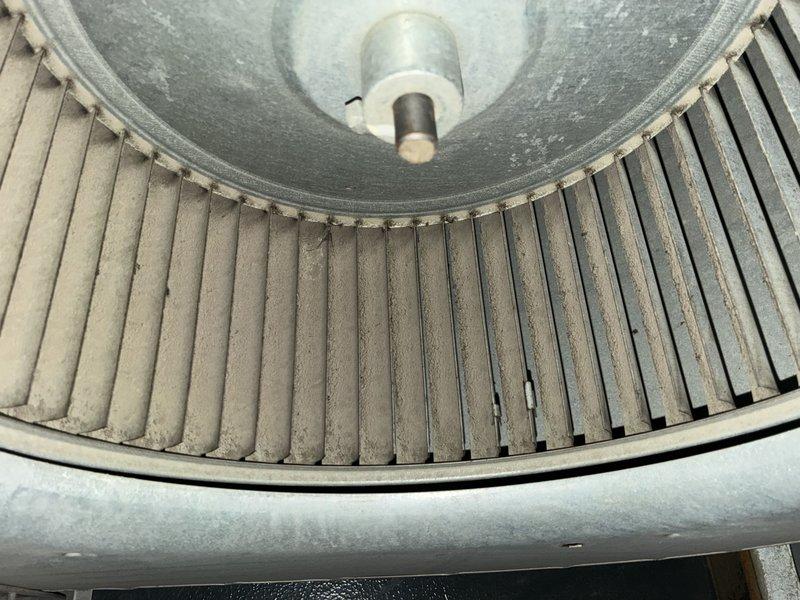 # HVAC Maintenance - Cooling

Performed comprehensive annual air conditioning tune-up on a 10-year-old system with no reported operational issues. Inspection revealed significant dust accumulation on blower wheel assembly and internal components, along with visible rust and corrosion on metal framework and support structures. Conducted thorough system evaluation including examination of blower motor, capacitor, control board connections, and electrical wiring throughout the unit. All major components were assessed for proper operation and wear patterns consistent with the system's age.