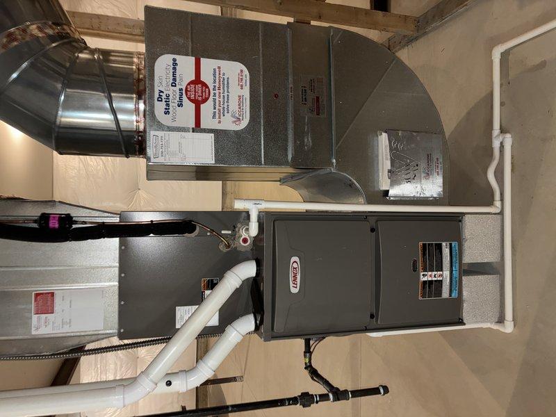 Completed MVP recurring maintenance visit on Lennox heating system. Performed comprehensive diagnostic testing using digital multimeter to verify electrical circuits, voltage readings, and system controls were operating within manufacturer specifications. Inspected internal components including blower motor assembly, control board, and all electrical connections. Verified proper operation of condensate drainage system and PVC piping. System tested and confirmed to be functioning properly with all components operating as designed.