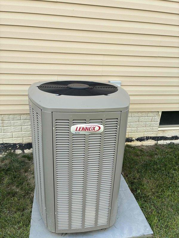 Completed MVP cooling maintenance visit on residential Lennox outdoor condensing unit. Performed standard system inspection and operational checks. Verified supply air temperature at 52°F through ductwork measurements, confirming proper cooling performance. Unit operating within normal parameters with no deficiencies noted. System maintaining adequate airflow and temperature differential for effective climate control.