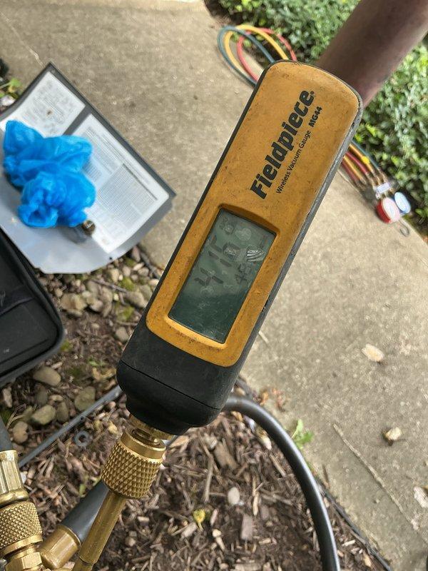Diagnosed micro leak in evaporator coil with evidence of rust buildup using digital testing equipment. Determined coil requires replacement under warranty and scheduled installation for later in season when system demand is lower. Parts have been ordered and received at shop, ready for future installation appointment.
