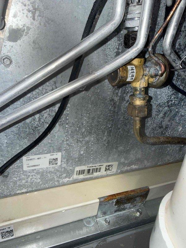 Completed MVP cooling maintenance service with confirmed 8am arrival. Performed comprehensive system inspection including blower wheel assembly and refrigerant line connections. Documented equipment condition showing clean blower components and properly functioning brass valve assembly with refrigerant lines in good operational status.