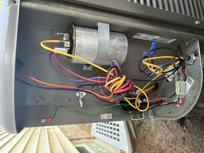 Completed routine MVP cooling maintenance visit on HVAC system. Performed comprehensive inspection of air handling unit, including examination of electrical components, capacitor, wiring connections, and evaporator coil assembly. All finned coils found clean with proper airflow, refrigerant lines intact with insulation in good condition, and electrical connections secure. System operating within normal parameters with no issues identified.
