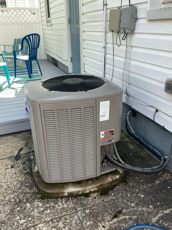 Responded to no cooling call and customer report of condensation on furnace exterior. Upon arrival, performed system inspection of Lennox furnace and outdoor condensing unit. Replaced air filter and verified proper system operation. Conducted visual inspection of both indoor and outdoor equipment, including refrigerant lines, condensate drainage system, and electrical connections. All components found to be functioning within normal parameters with no refrigerant leaks or drainage issues identified at time of service.