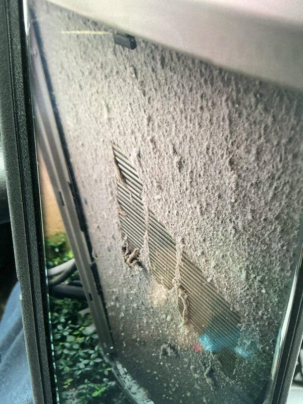 Responded to service call for unusual noise from operational AC unit. Upon inspection, discovered severely clogged air filter with excessive accumulation of dust, lint, and debris creating airflow restriction. Replaced contaminated filter with new pleated filter, restoring proper airflow to system and eliminating noise issue caused by strain on blower motor.