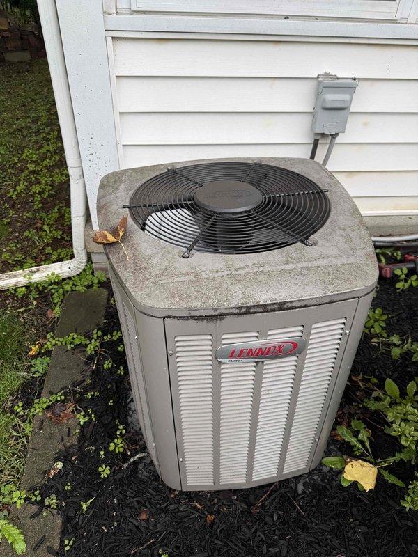 Completed preventive maintenance cooling visit on 8-year-old Lennox air conditioning system. Performed comprehensive inspection of outdoor condenser unit and indoor air handler, verified proper airflow direction through system components, documented equipment condition with photographic records. Unit operating within normal parameters, all safety controls functioning properly.