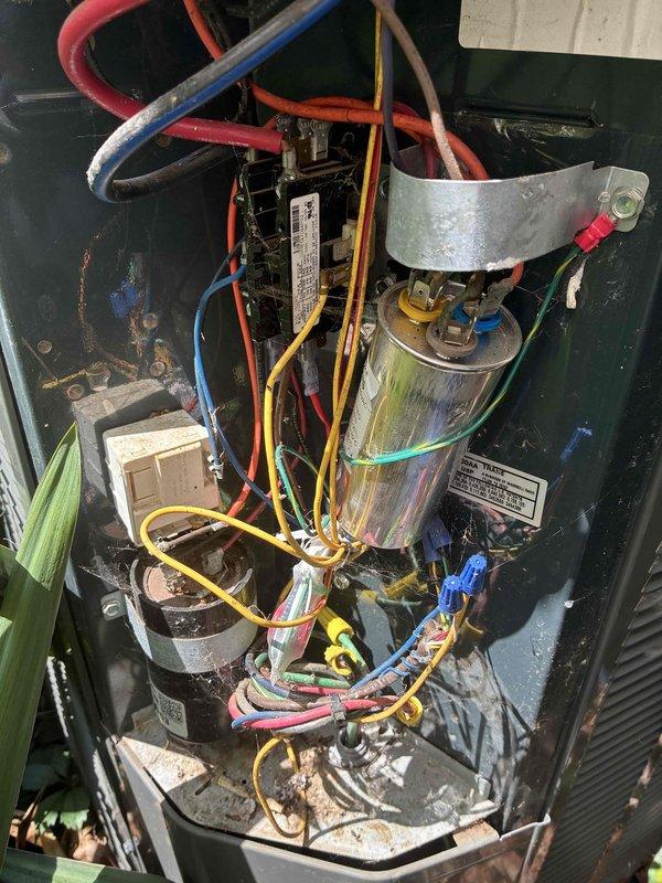 Performed comprehensive AC tune-up on 3-year-old cooling system. Upon inspection, discovered evaporator coil heavily frosted with ice buildup, indicating restricted airflow or potential refrigerant issue. Checked electrical components including capacitor and contactor, verified all wire connections secure. Addressed freezing condition, tested system operation, and confirmed proper function before departure.