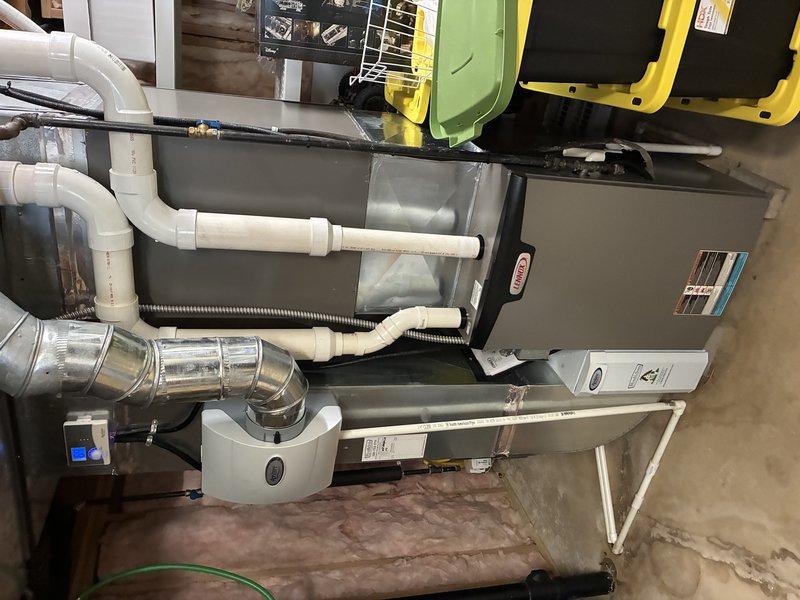 Completed MVP cooling maintenance on residential HVAC system. Performed comprehensive inspection of air handler unit, blower assembly, and associated components including condensate drain lines, ductwork connections, and air filtration system. All equipment found operating within normal parameters with blower wheel showing typical light dust accumulation for seasonal use.
