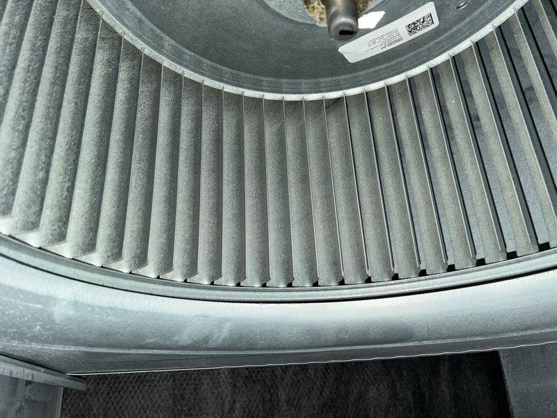 Completed MVP cooling maintenance on residential HVAC system. Performed comprehensive inspection of air handler unit, blower assembly, and associated components including condensate drain lines, ductwork connections, and air filtration system. All equipment found operating within normal parameters with blower wheel showing typical light dust accumulation for seasonal use.