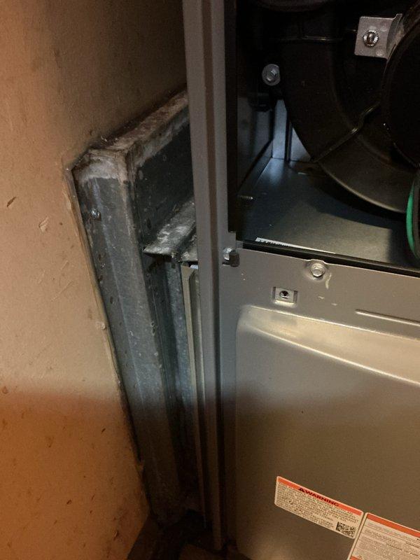 Completed full HVAC system installation including 90% efficiency furnace and air conditioning unit. Successfully routed new line set through attic space, installed air handler in mechanical closet with proper ductwork connections, and verified system operation with temperature readings confirming proper performance at 76.6°F ambient conditions.