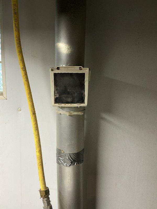 Installed new gas line for dryer connection in residential property. Ran yellow corrugated CSST gas line from main supply through basement ceiling joists to dryer location, securing line with appropriate metal clamps and fastening straps to structural members per code requirements. Completed all connections with proper fittings and verified installation meets safety standards for gas appliance operation.