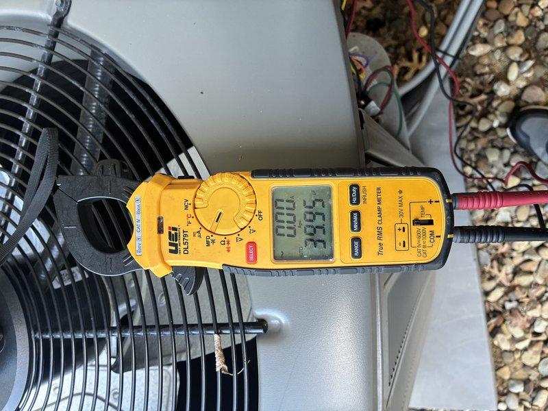 # HVAC Maintenance - Cooling

Completed scheduled MVP preventive maintenance visit on 3-year-old cooling system. Performed comprehensive electrical diagnostics on outdoor condensing unit using digital clamp meter to verify amperage draw, voltage levels, and system performance parameters. All measurements recorded within manufacturer specifications, confirming proper operation of compressor and condenser fan motor. Unit operating efficiently with no deficiencies noted.