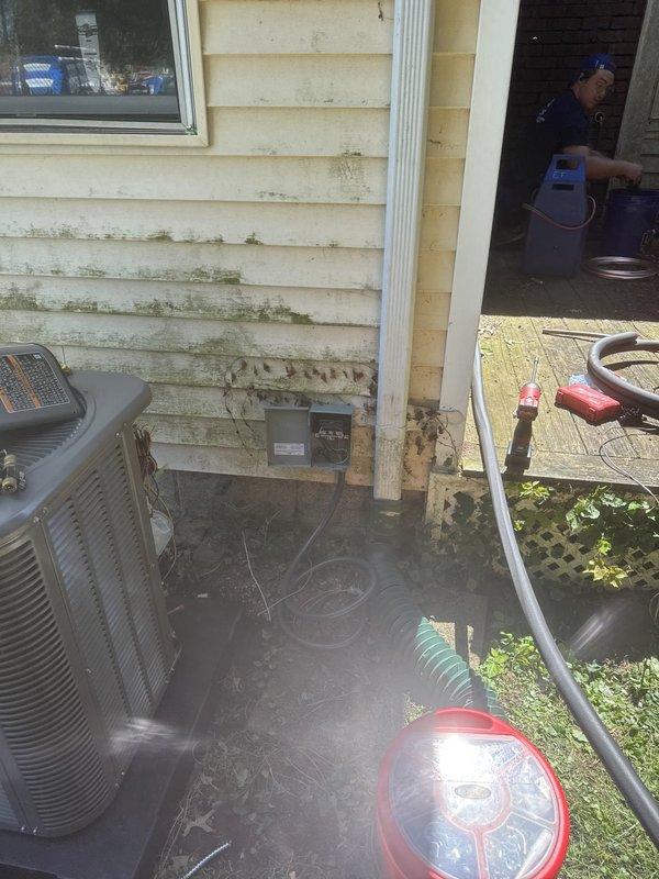 Installed dedicated electrical circuits for furnace and air conditioning system. Ran new wiring through unfinished framing to exterior disconnect box and HVAC equipment location. Verified proper circuit protection and confirmed all connections meet code requirements for HVAC electrical supply.