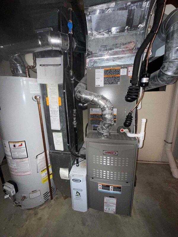 Completed annual maintenance on 1-year-old residential air conditioning system. Performed comprehensive inspection of evaporator coil, heat exchanger, gas valve connections, and associated HVAC components. All equipment found operating within normal parameters with minimal dust accumulation consistent with system age.